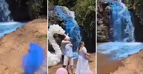 Casal tinge água de cachoeira para chá revelação e comete crime ambiental