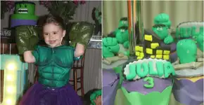 ‘Hulk’ ganha o coração de menina e vira tema de sua festa