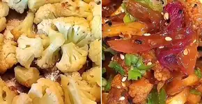 Couve-flor com molho de shoyo e melado de cana