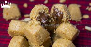 Paçoca recheada com creme de avelã (feita na forma de gelo!)