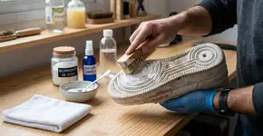 Bastaram três gotas em um algodão: as solas amareladas dos tênis ficaram quase como novas.