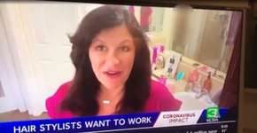 Em quarentena e ao vivo, jornalista mostra marido pelado sem querer