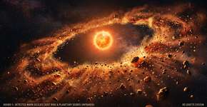 Acredita-se que uma colisão violenta entre dois planetas tenha criado uma nuvem gigantesca de poeira… E astrônomos acreditam que presenciaram isso quase em tempo real