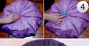 Transforme o guarda-chuva quebrado em almofada de fuxico