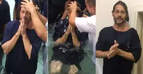 Theo Becker posta fotos de seu batizado na igreja evangélica