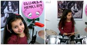 Talento e atitude: com 7 anos, Eduarda já arrasa na bateria