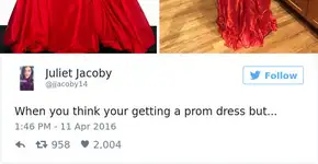 A decepção de vestidos de festa comprados online