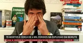 Guga Chacra se emociona ao vivo em fala sobre a tragédia em Beirute