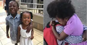 Com abraço apertado, irmãos matam a saudade e derretem a internet