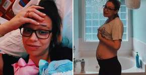 Grávida de gêmeos viraliza ao mostrar barriga prestes a dar à luz