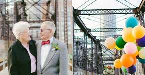 Casal de idosos faz fotos criativas para comemorar aniversário de casamento