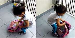 Alice ia para a escola, mas ninguém sabia o que tinha na mochila