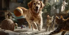 Brinquedos que despertam a caça em cães e gatos