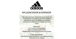 Falsa promoção usa Adidas para recrutar influenciadores digitais