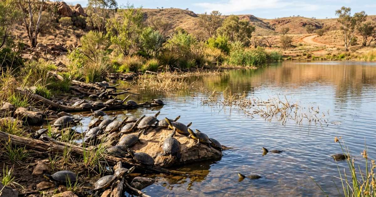 Tartarugas de água doce prosperam apenas meses depois de um lago no interior estar à beira de secar