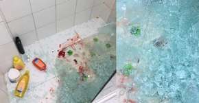 Mãe relata o desespero depois que box caiu em cima de filho