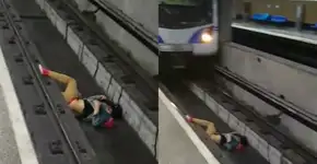 Homem cai nos trilhos do Metrô de São Paulo e quase é atropelado