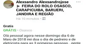Desempregado oferece serviços grátis de pedreiro e eletricista