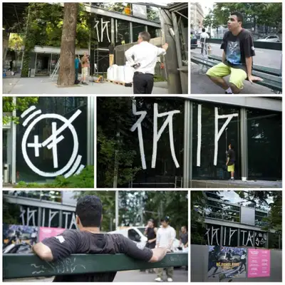 Djan expondo e pixando em Paris, em 2009. (crédito: acervo pessoal Djan)