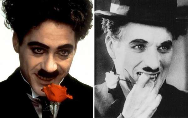 Robert Downey Jr. como Charlie Chaplin em Chaplin (1992)