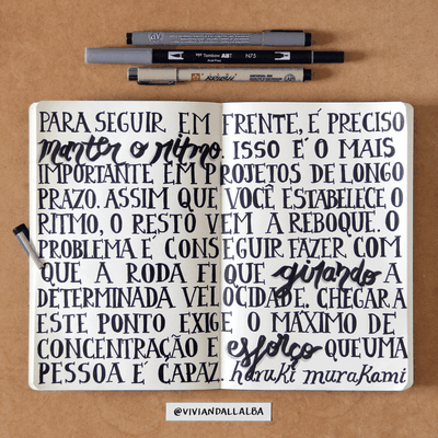 Projetos pessoais - exercícios de caligrafia (Vivian Dall’Alba)