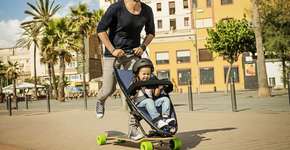 Designer cria longboard com carrinho de bebê anexado