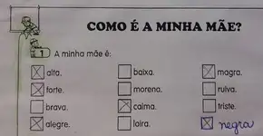 Mãe questiona tarefa escolar por falta de representatividade