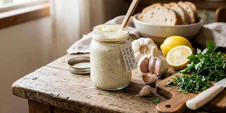 Featured main: Como fazer molho de alho caseiro: uma receita cremosa, leve e deliciosa sem maionese