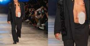 Luciano Szafir desfila com bolsa de colostomia à mostra na SPFW