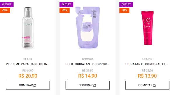 Descontos no outlet da Natura