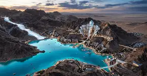 A Arábia Saudita está construindo um lago artificial de 1,7 milha de comprimento no meio do deserto, com três barragens gigantes