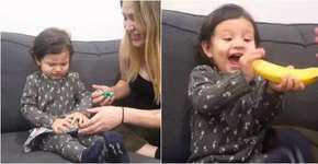 Menina ganha banana de Natal e reação surpreende os pais