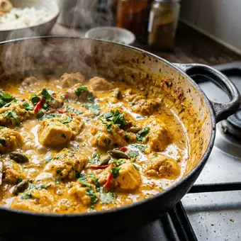 Featured mobile: Os indianos concordam: “Para deixar o frango ao curry mais aromático e saboroso, o segredo é adicionar uma folha de louro e cardamomo inteiro durante o cozimento.”