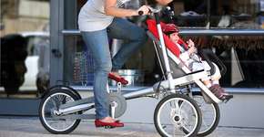 Dois em um: empresa cria carrinho de bebê que é também uma bicicleta