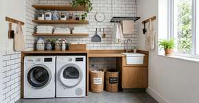 Como organizar a lavanderia em um final de semana com móveis compactos e suportes de parede para áreas pequenas