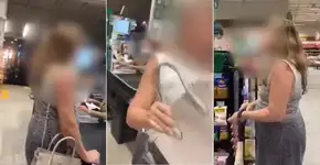 Mulher se recusa a usar máscara e ataca pessoas em supermercado