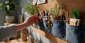 Transformei meu jeans velho em um organizador de parede lindo