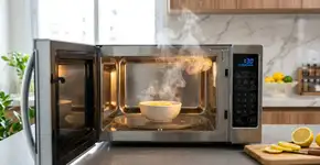 Limpe o micro-ondas sem usar esponja ou esforço, um método fácil que pode ser feito com ingredientes da própria cozinha