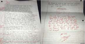 Jovem devolve carta de desculpas de ex-namorada corrigida