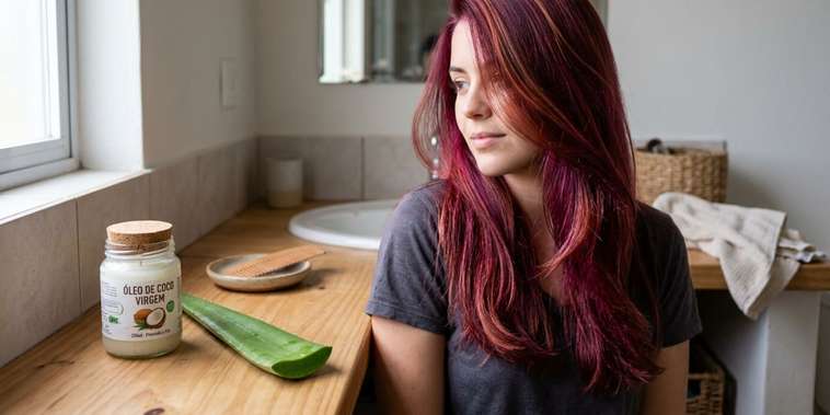 Featured main: Para que serve aplicar óleo de coco e aloe vera em cabelos tingidos e como fazê-lo de forma correta?