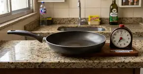 Portanto, a frigideira não deve ser lavada imediatamente após o cozimento