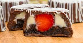 Aprenda a fazer brownie bombom com recheio de brigadeiro branco