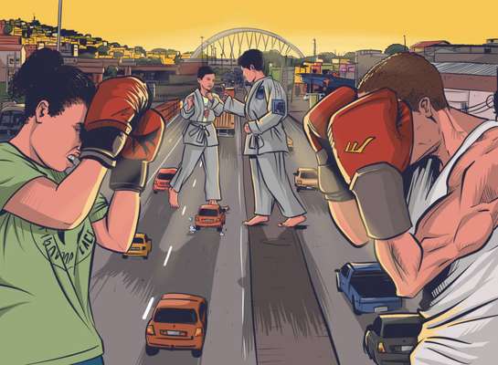 Arte sobre o projeto Luta pela paz - Rio de Janeiro