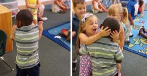 Pai filma a recepção calorosa para o filho após um tempo ausente da escola