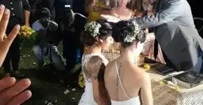 Bailarina do Faustão e namorada se casam sob bênção de pastor gay