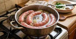 Por qual motivo um pouco de vinagre na água do cozimento impede que as linguiças estourem na panela