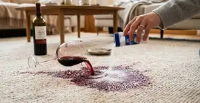 Truque com sal de cozinha pra tirar a mancha de vinho do tapete antes que ela seque