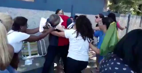 Mulheres agridem PM que tentava sair de batalhão no Rio