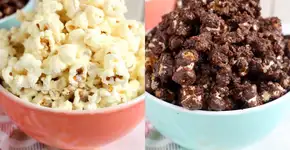 Receita de pipoca doce nos sabores Ovomaltine e leite em pó