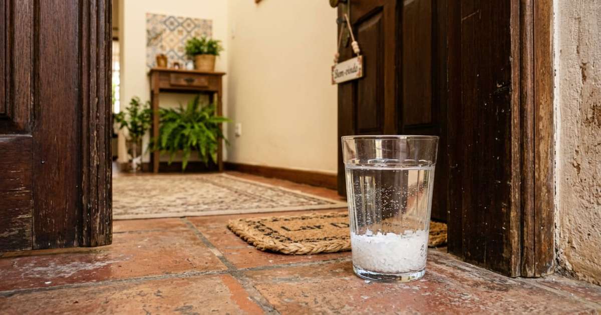 Copo Com Água E Sal Atrás Da Porta